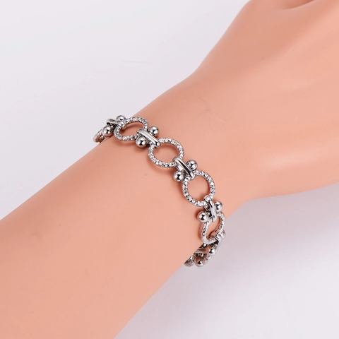 Punk 304 Roestvrijstalen Handgemaakte Schakelarmband Getextureerde Geometrische O-Ring Sieraden Voor Heren Unisex