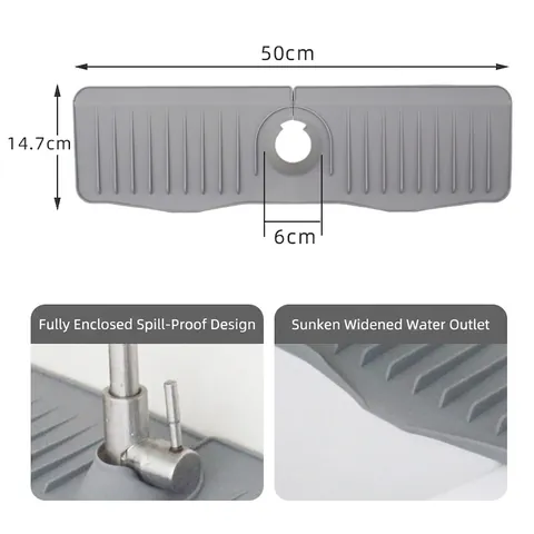 Silikon Wasserhahn Spritzschutz Matte Abflusspad Badezimmer Arbeitsplatte Organizer Tablett Weich Faltbar Geneigtes Design
