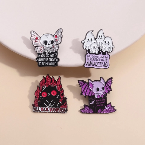 Spille Smaltate Halloween Spille Da Risvolto In Lega Di Zinco Gotico Fantasma Pipistrello Gatto Nero Teschio Farfalla Gioielli