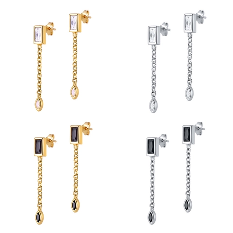 Minimalisti Orecchini Pendenti con Nappina in Rame e Zirconia con Perno in Argento Sterling 925 per Donna Gioielli di Moda
