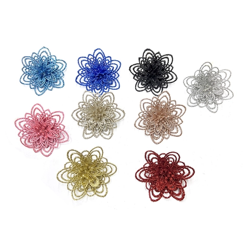Artificial Christmas Flowers Hollow Glitter Plastic Floral Ornaments Festive Tree Decorations Wedding Party Supplies Novelty