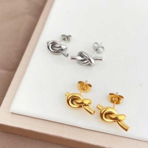 Orecchini A Lobo Con Nodo Minimalisti Acciaio Inossidabile Lucidato Accessorio Moda Geometrico Per Donne Uomini Coppia Regalo