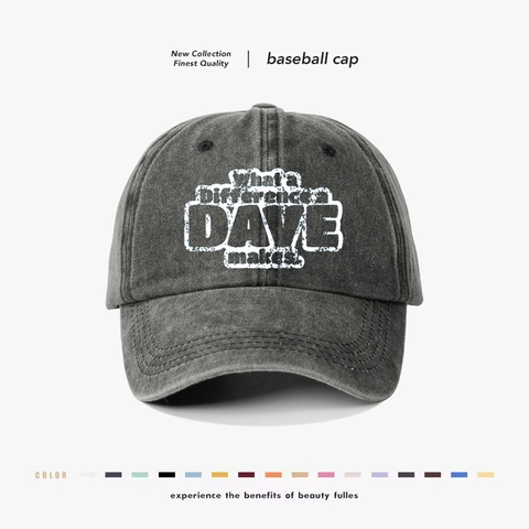Washed Cotton Baseball Cap Vintage Distressed Letter Print Adjustable Sun Hat Outdoor Casual For Men Women