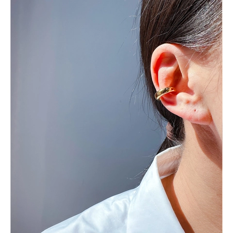 Orecchino A Polsino A Forma Di C Ottone Placcato Oro Lucido Minimalista Senza Buco Gioielli Cartilagine Donna