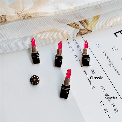 Spilla Smalto Moda Lega Goccia Olio Rossetto Flacone Profumo Gesto Distintivo Accessori Risvolto Abbigliamento Donna
