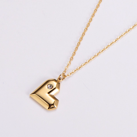 Collana Con Pendente A Cuore Per Donna Acciaio Inossidabile 316L Strass Geometrico Lucidato A Specchio Minimalista Elegante