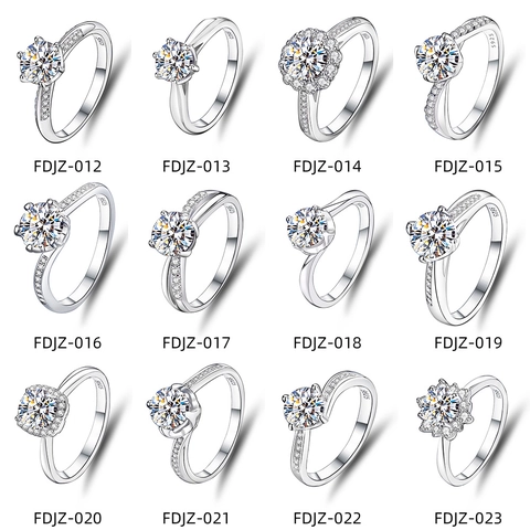 1ct Moissanite Ring S925 Sterling Silver Adjustable Classic Solitaire Engagement Wedding Ring For Women Fashion Jewelry Gift