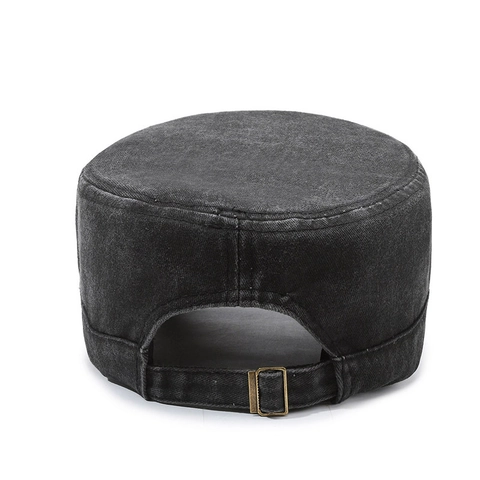 Cadet Cap Gewassen Katoen Militaire Hoed Platte Bovenkant Verstelbaar Retro Vintage Verweerde Zonnehoed Voor Mannen