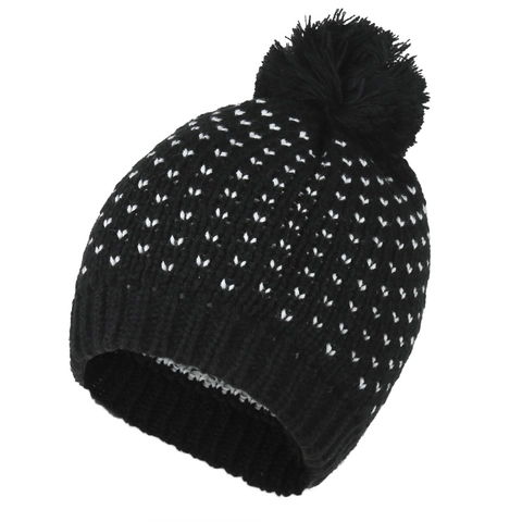 Berretto in Maglia Invernale da Donna Caldo Foderato in Pile Con Pompon Motivo a Cuore Casual Esterno Sci Accessorio Testa