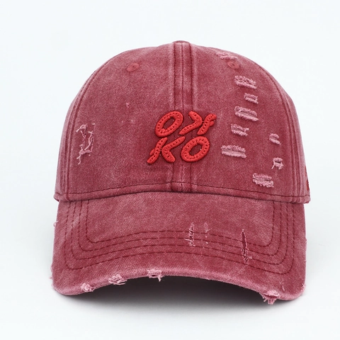 Casquette De Baseball Vintage Américaine En Coton Lavé Détruit Trous Broderie Lettre Ajustable Chapeau Soleil