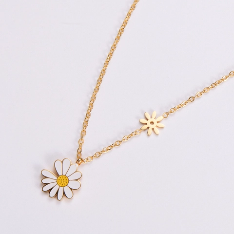 Collana Con Pendente Fiore Margherita In Acciaio Inossidabile 316L E Smalto Gioielli Floreali Delicati Per Donne Regolabile Elegante