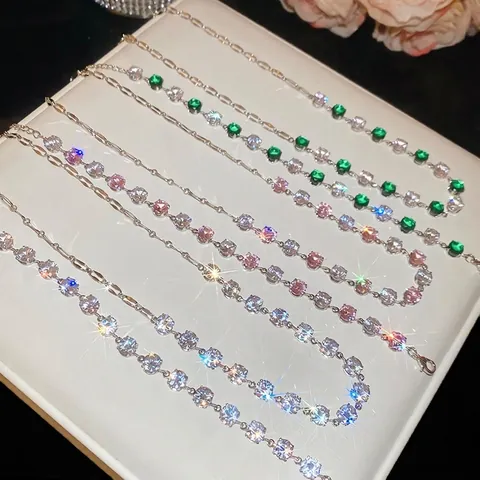 Collana E Bracciale Con Pendente Rotondo In Rame E Zircone Gioielli Eleganti Moda Brillante Regalo Per Donne