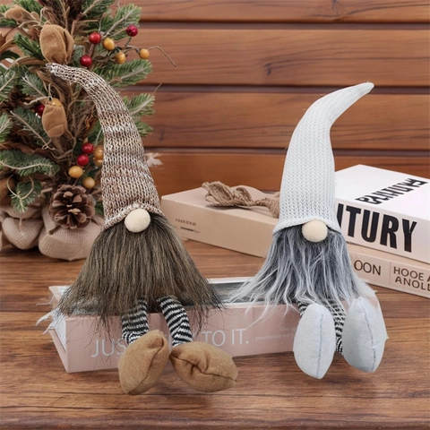 Bambole Gnomi Di Natale Senza Volto In Maglia Gambe Lunghe A Strisce Stile Nordico Vecchio Foresta Peluche Rudolf