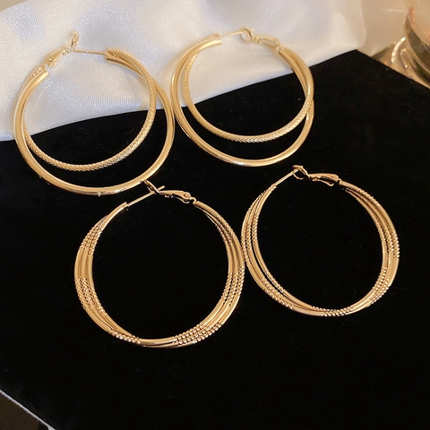 Orecchini A Doppio Cerchio Geometrici Donna Stile Minimalista In Rame Con Perno In Argento 925 Sterling