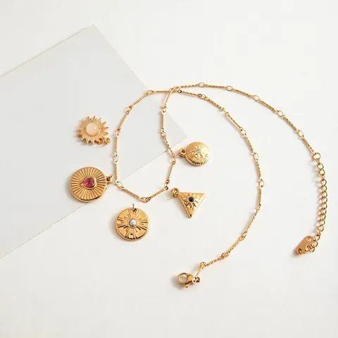 Hammered Bar Chain Necklace 18K Gold Plated Stainless Steel Waterproof Hypoallergenic Geometric Pendants For Women