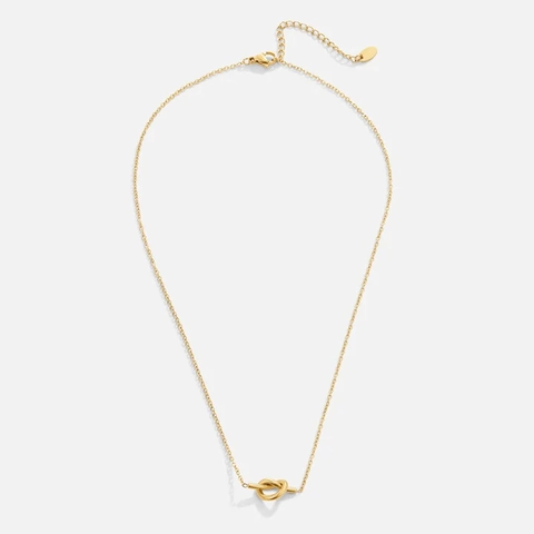 Französisch Retro Knoten Anhänger Halskette Für Damen 14K Vergoldet Kupfer Minimalistisch Knoten Gliederkette Einstellbar Mode Schmuck Geschenk
