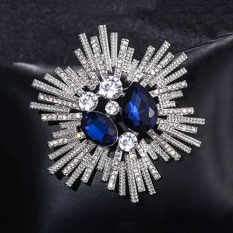 Broche Fleur Vintage En Alliage De Zinc Avec Cristal Artificiel Strass Élégante Épingle De Poitrine Pour Décoration De Robe