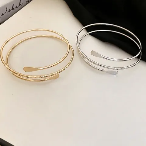 Multi Layer Spiraal Armband Legering Minimalistisch Geometrisch Open Verstelbaar Voor Dames Boho Stijl