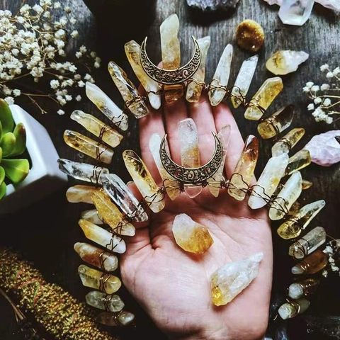 Cerchietto Corona Di Cristallo Citrino Naturale Con Ciondoli Luna Stella Fatto A Mano Stile Boho Fata Regalo Di Compleanno