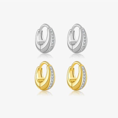 925 Sterling Silver Hoop Earrings For Women Minimalist U Shape Cubic Zirconia Geometric Dainty Luxury Jewelry Gift