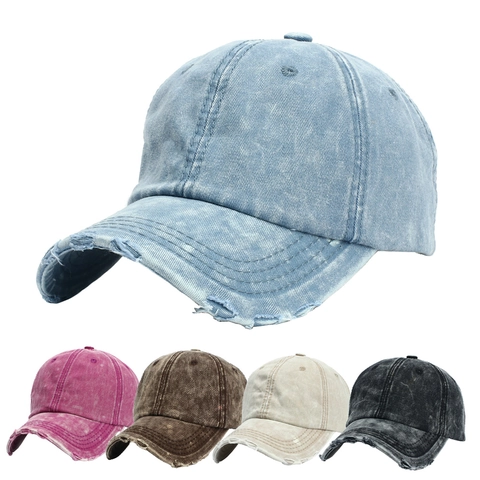 Cappello Da Baseball In Cotone Lavato Consumato Design Strappato Cappello Da Sole Regolabile Uomo Donna Streetwear Vintage