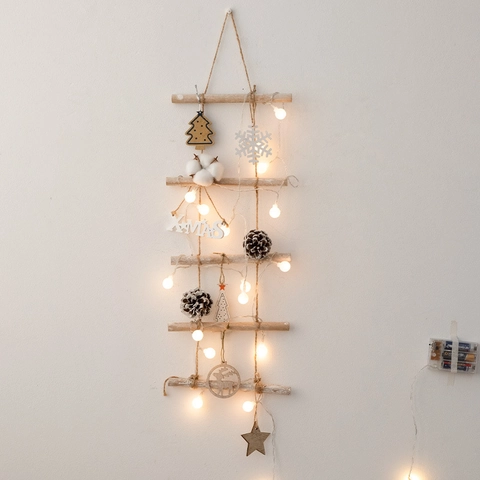 Minimalistische Houten Stok Kerstboom Wandkleed Hanger Rustieke Houten Tak Ladder Ornament Voor Vakantie Thuisfeest Decor