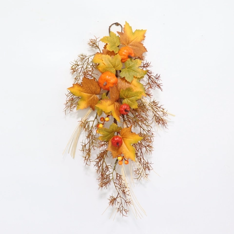 Decoración Colgante De Pared Artificial Hojas De Arce Calabaza Bayas Para Halloween Acción De Gracias Hogar