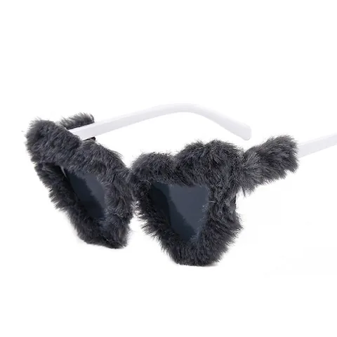 Heart Shaped Plush Furry Sunglasses PC Frame AC Lens UV400 Novelty Party Eyewear For Men And Women