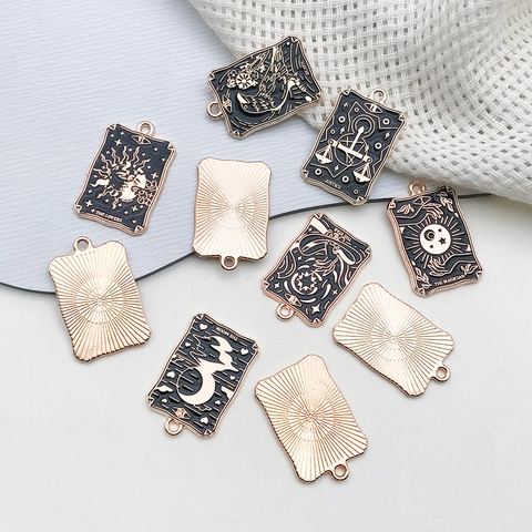 Tarot Card Charms Zinc Alloy Enamel Retro Dark Style DIY Jewelry Making Findings Necklace Bracelet Earring Accessories
