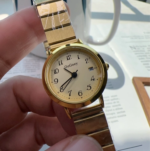 Montre A Quartz Pour Femme Bracelet En Metal Cadran Rond Affichage Analogique Date Calendrier Mode Decontractee