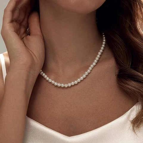 Collana Di Künstliche Perle Sintetiche Girocollo Minimalista Con Künstliche Perle Tonde E Ciondolo A Croce Gioielli Eleganti Da Donna