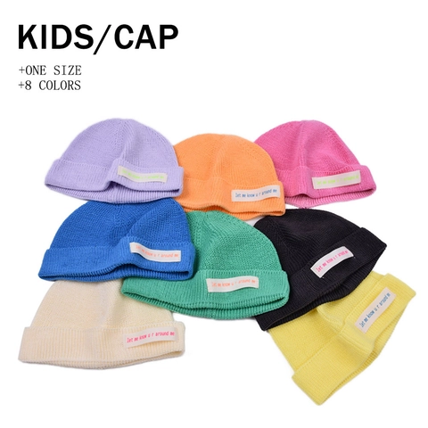 Children Knitted Beanie Hat Cotton Patch Decor Outdoor Fashion Candy Color For Kids Boys Girls