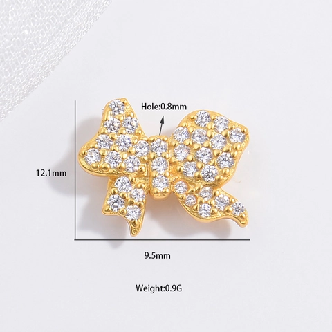 925 Sterling Silver Bow Beads Cubic Zirconia Micro Pave Bowknot Jewelry Making Spacer For DIY Bracelet Necklace Craft