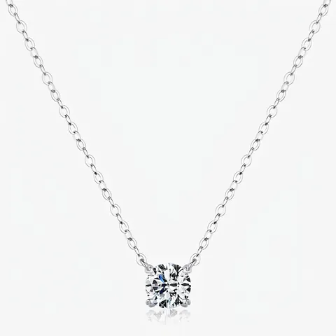 Moissanite Necklace 925 Sterling Silver D Color VVS1 Solitaire Pendant Four-Prong Round Cut Elegant Jewelry Women
