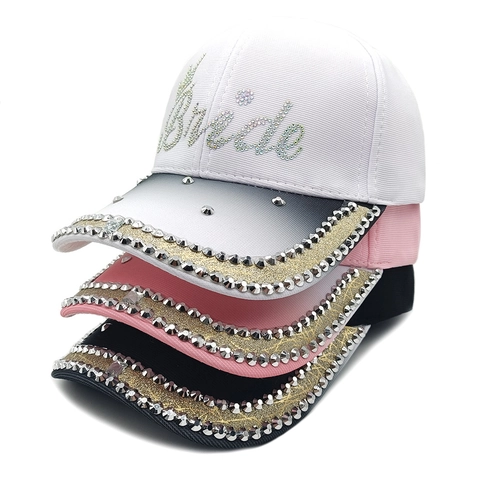 Cappellino Da Baseball Sposa Strass Poliestere Letra Corona Gradiente Regolabile Per Addio Al Nubilato Matrimonio