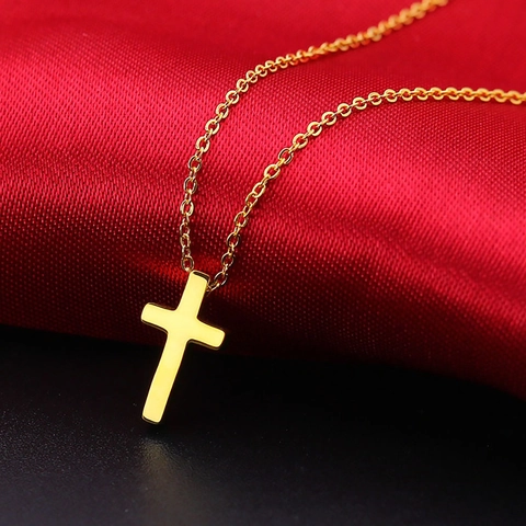 Collar Con Colgante De Cruz Acero Inoxidable Chapado En Oro Joyería De Moda Minimalista Para Mujeres Hombres No Se Desvanece Hipoalergénico