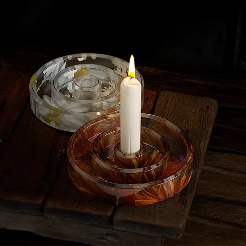 Round Stripe Single Hole Candle Holder Silicone Mold DIY Resin Epoxy Casting Tool For Aromatherapy Base Home Decor