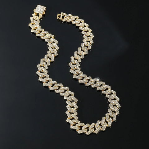 Herren Hip Hop Cuban Link Halskette Armband Iced Out Rhinestone Legierung Geometrische Streetwear Mode Schmuck Zubehör