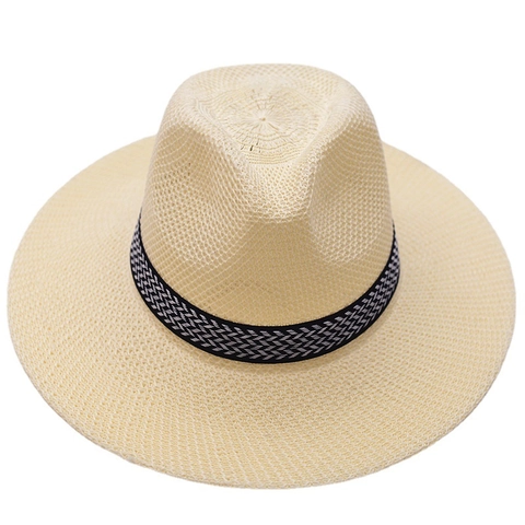 Sombrero de Paja Fedora Vintage para Hombre Protección Solar Ala Ancha Transpirable Panamá Playa Pesca Verano para Personas Mayores