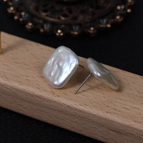 Boucles d'Oreilles Clous Perle d'Eau Douce Naturelle Baroque Tige en Argent Sterling S925 Cœur Lune Étoile Bijoux pour Femmes