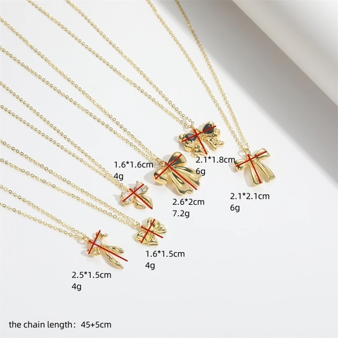 Collana con Pendente a Fiocco in Rame e Zirconia Minimalista Placcata Oro Catena della Clavicola a Farfalla Gioielli Donna