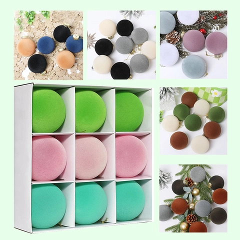 Palle Di Natale Ornamenti Floccati Velluto Plastica Pendenti Decorazioni Albero Di Natale Palline Appese Colorate Opache Decorazioni Festa