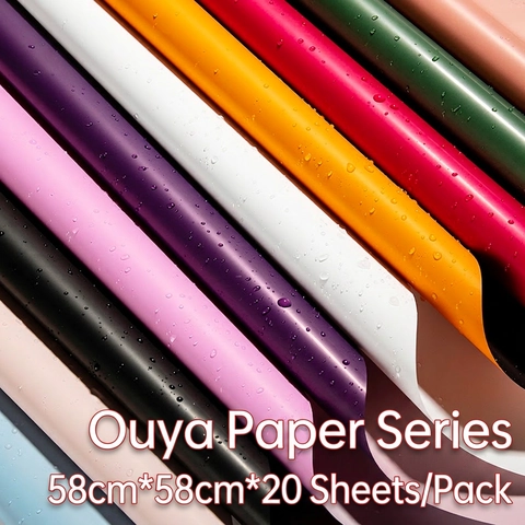 Double Sided Flower Wrapping Paper Waterproof Matte Gilded Floral Bouquet Packaging Gift DIY Crafts Multi Colors
