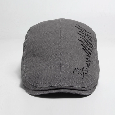 Men Vintage Flat Cap Cotton Embroidered Newsboy Ivy Hat Adjustable Buckle Casual Retro Breathable Sunshade