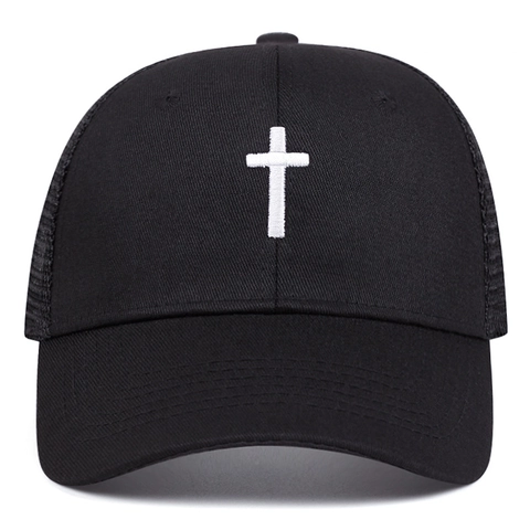 Trucker Hat Baumwolle Mesh Baseball Kappe Vintage Kreuz Stickerei Atmungsaktiv Sonnenschutz Streetwear Retro Für Herren Damen