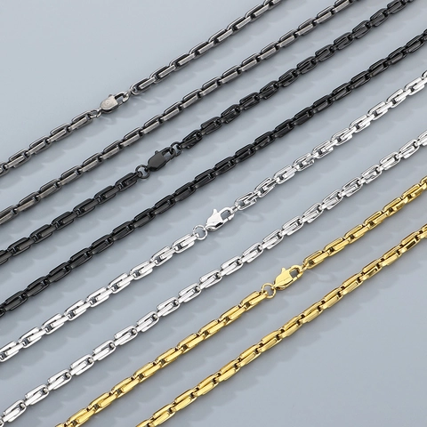 Square Box Chain 304 Stainless Steel Necklace And Bracelet Fashion Hip Hop Style For Men Women Jewelry Accessory