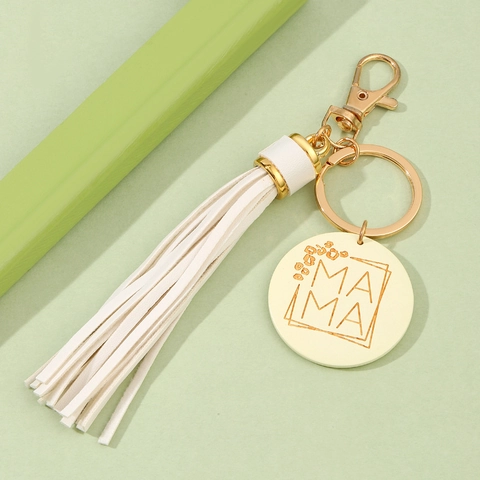 Portachiavi Con Nappa In Pelle PU E Ciondolo In Legno MAMA Anello In Lega Di Zinco Pendente Per Borsa Regalo Per Madre