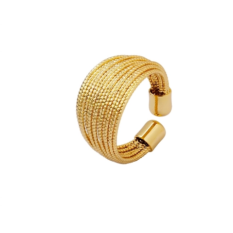 Bague Ouverte Géométrique à la Mode en Cuivre Électroplaqué pour Femmes Design de Ligne à Plusieurs Couches Bague Réglable Bijou Minimaliste