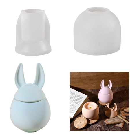 Lapin De Pâques Œuf Boîte De Rangement Moule En Silicone DIY Résine Époxy Pot Bougeoir Avec Couvercle Décoration