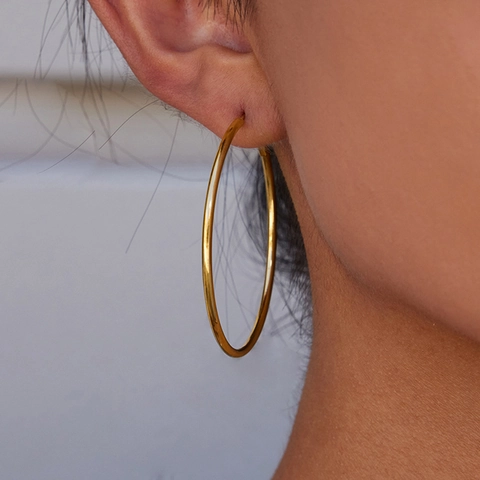 Minimalistische Edelstahl Reifen Ohrringe Für Damen Gold Silber Plattiert Große Kreis Ohrringe Wasserdicht Hypoallergen Mode Schmuck
